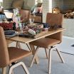 Stressless Rosemary Medium Dining Chair with Low Back and D200 Legs in Paloma Taupe leather and Oak timber