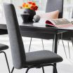Stressless Laurel Medium Dining Chair with High Back and D300 Legs in Calido Dark Grey fabric and Matte Black metal