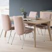 Stressless Laurel Large Dining Chair with Low Back and D300 Legs in Clover Light Burgundy fabric and Brushed Steel metal