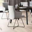 Stressless Chilli Dining Chair with Arms, Low Back and D301 Legs in Clover Light Grey fabric and Matte Black metal
