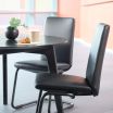 Stressless Rosemary Medium Dining Chair with Low Back and D400 Legs in Paloma Rock leather and Matte Black metal