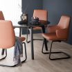 Stressless Laurel Dining Chair with Arms, Low Back and D400 Legs in Paloma Copper leather and Matte Black metal