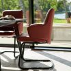 Stressless Laurel Dining Chair with Arms, Low Back and D400 Legs in Paloma Dark Henna leather and Matte Black metal
