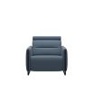 Stressless Emily Reclining Chair in Paloma Sparrow Blue Leather, featuring Steel Matte Black Arms