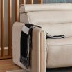 Stressless Emily Sofa in Cory Fog Leather, featuring Oak Wood Arms