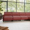 Stressless Emily Sofa Upholstered in Paloma Dark Henna Leather and featuring Matte Black Steel Arms