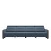 Stressless Emily Sofa 4 Seater in Paloma Sparrow Blue Leather and with Wood Arms