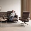 Stressless Emily Reclining Sofa in Paloma Chestnut Leather with Matching Stressless Tokyo Recliner