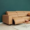 Stressless Emily Reclining Sofa upholstered in Paloma Almond Leather with Wide Arms