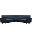 Stressless Fiona Modular Sofa in Paloma Oxford Blue Leather featuring Matte Black Metal finish on the arms