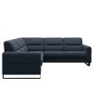 Stressless Fiona Modular Sofa in Paloma Oxford Blue Leather featuring Matte Black Metal finish on the arms