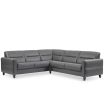 Stressless Fiona Modular Sofa in Paloma Rock Leather featuring Upholstered Arms and Black Legs