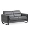 Stressless Fiona Sofa in Paloma Rock Leather featuring Matte Black Metal finish on the arms