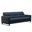 Stressless Fiona 3 Seater Sofa in Paloma Oxford Blue Leather with Matte Black Metal Finish on the Arms