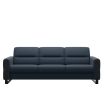 Stressless Fiona 3 Seater Sofa in Paloma Oxford Blue Leather with Matte Black Metal Finish on the Arms
