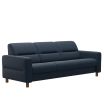 Stressless Fiona 3 Seater Sofa in Paloma Oxford Blue Leather featuring Upholstered Arms and Walnut Wood Legs