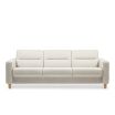 Stressless Fiona 3 Seater Sofa in Clover Light Beige Fabric featuring Upholstered Arms and Oak Wood Legs