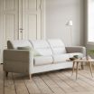 Stressless Fiona 3 Seater Sofa in Clover Light Beige Fabric featuring Upholstered Arms