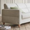 Stressless Fiona 3 Seater Sofa in Clover Light Beige Fabric featuring Upholstered Arms and Oak Wood Legs