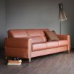 Stressless Fiona 3 Seater Sofa in Paloma New Cognac Leather with Walnut Wood Finish on the Arms