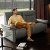 Stressless Mary Reclining Sofa 2 Seater in Paloma Neutral Grey Leather featuring Upholstered Arms