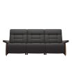 Stressless Mary Reclining Sofa 3 Seater in Paloma Rock Leather with Teak Wood Finish on Arms