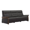 Stressless Mary Reclining Sofa 3 Seater in Paloma Rock Leather with Teak Wood Finish on Arms