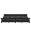 Stressless Mary Reclining Sofa 4 Seater in Paloma Rock Leather with Teak Wood Finish on the Arms