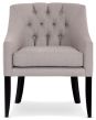 Chantelle Chair featuring button back in Warwick Optima Glacier grey fabric with additional white contrast piping