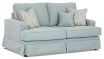 Suzanne Sofabed featuring Warwick Bodhi Light Blue fabric with optional skirting