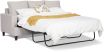 Alora double sofa bed featuring Wortley Tivoli range in light warm grey colour