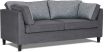 Villa Queen sofa bed featuring Wortley Drift Zinc grey suede fabric complemented with Couture Baltic Grey and Blue pattern fabric