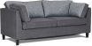 Villa Queen sofa bed featuring Wortley Drift Zinc grey suede fabric complemented with Couture Baltic Grey and Blue pattern fabric